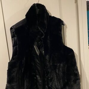 DKNY Black Faux Fur Gilet